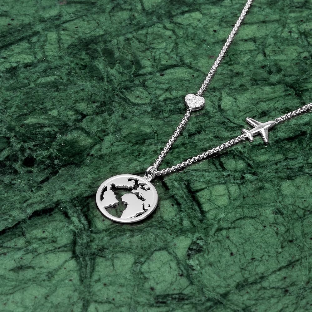 WearTravelers Collier Carte du Monde en Argent 925 - Pendentif ...