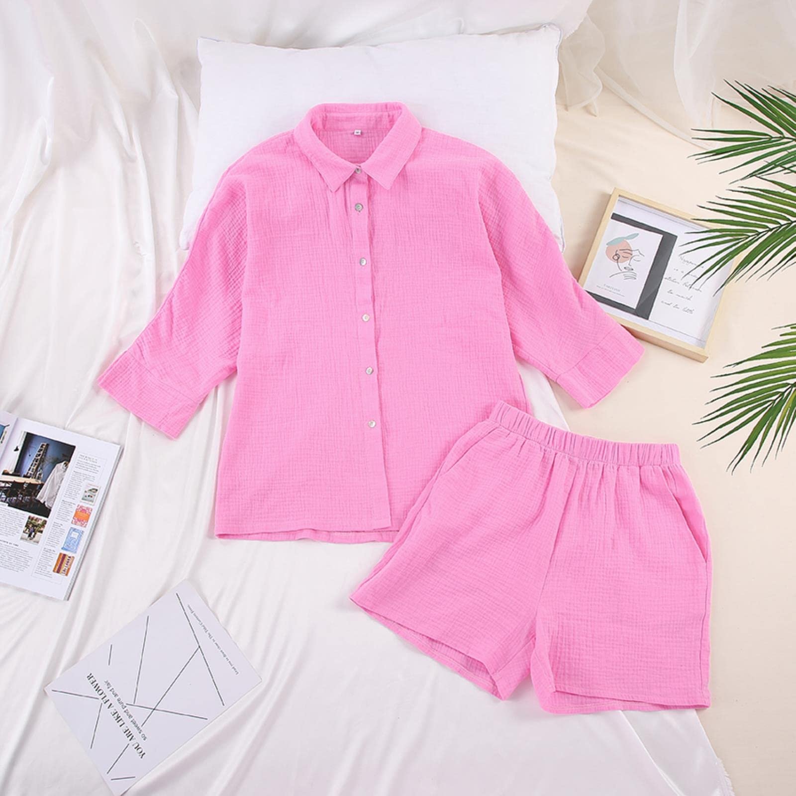 WEITING Casual Sleepwear Cotton Pajamas for Women Sets Suit ...