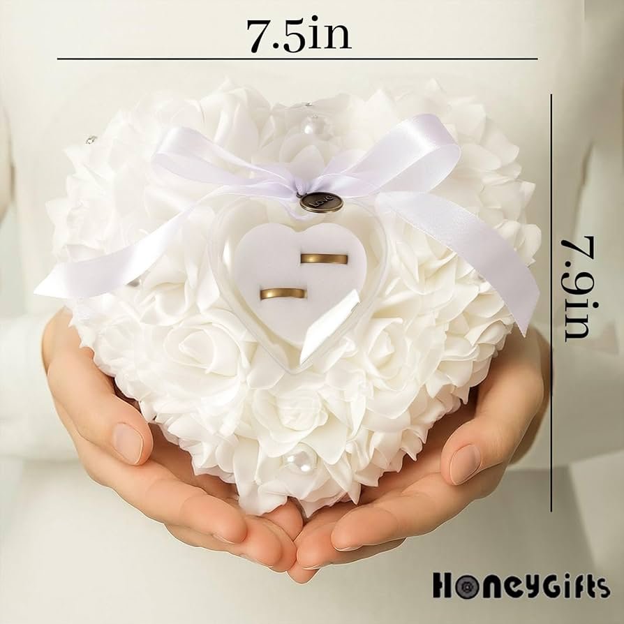 White Ring Cushion with Crystals & Heart (XNB002) by Wedding ...