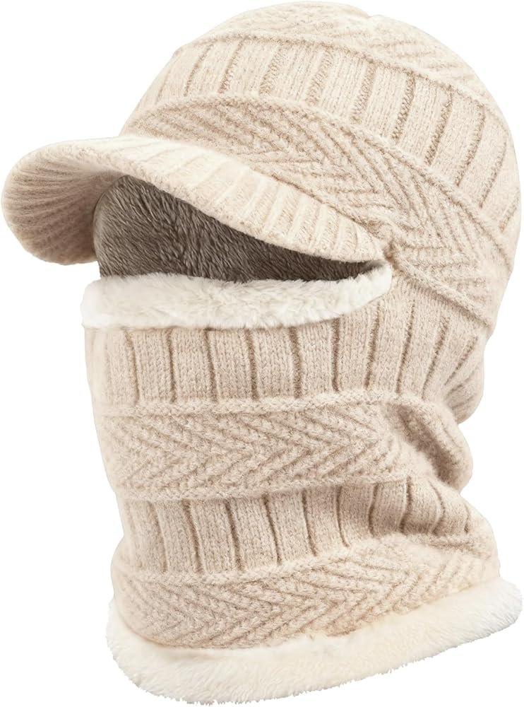 Winter Bonnet Bonnet Balaclava en Tricot avec Cache-Cou Flexible ...