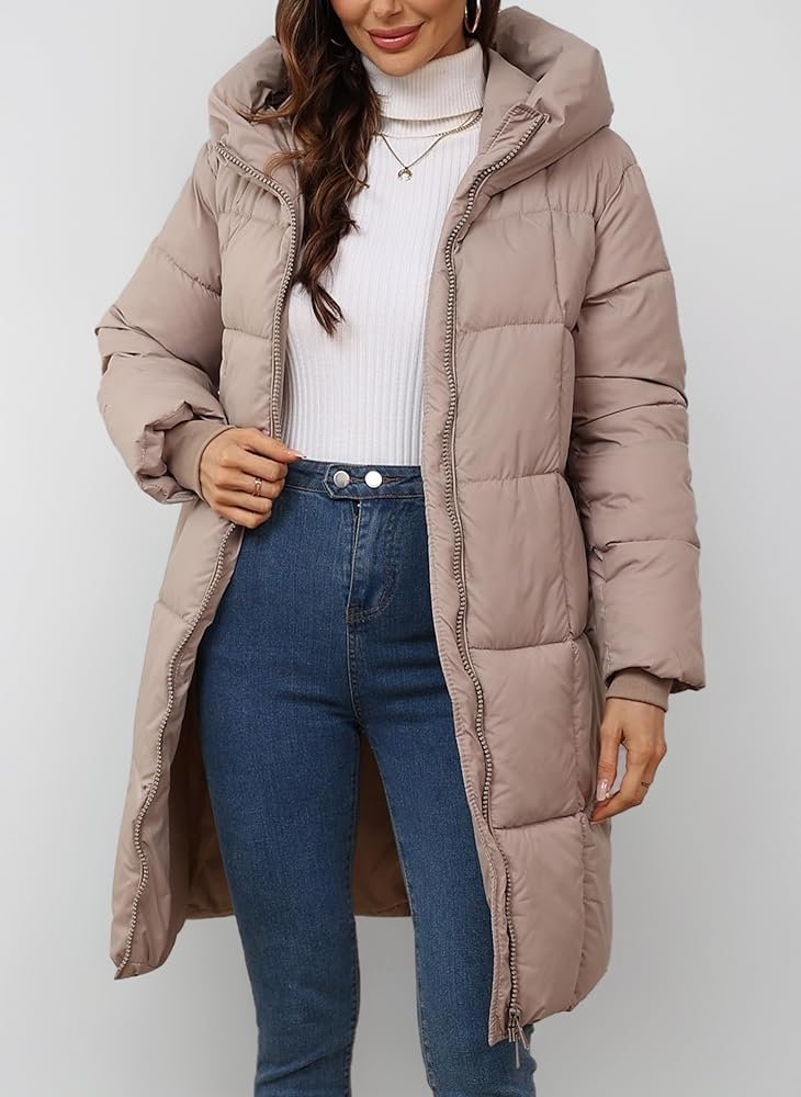 Women's Coats Quilted Winter Jacket Long Hooded Down ...
