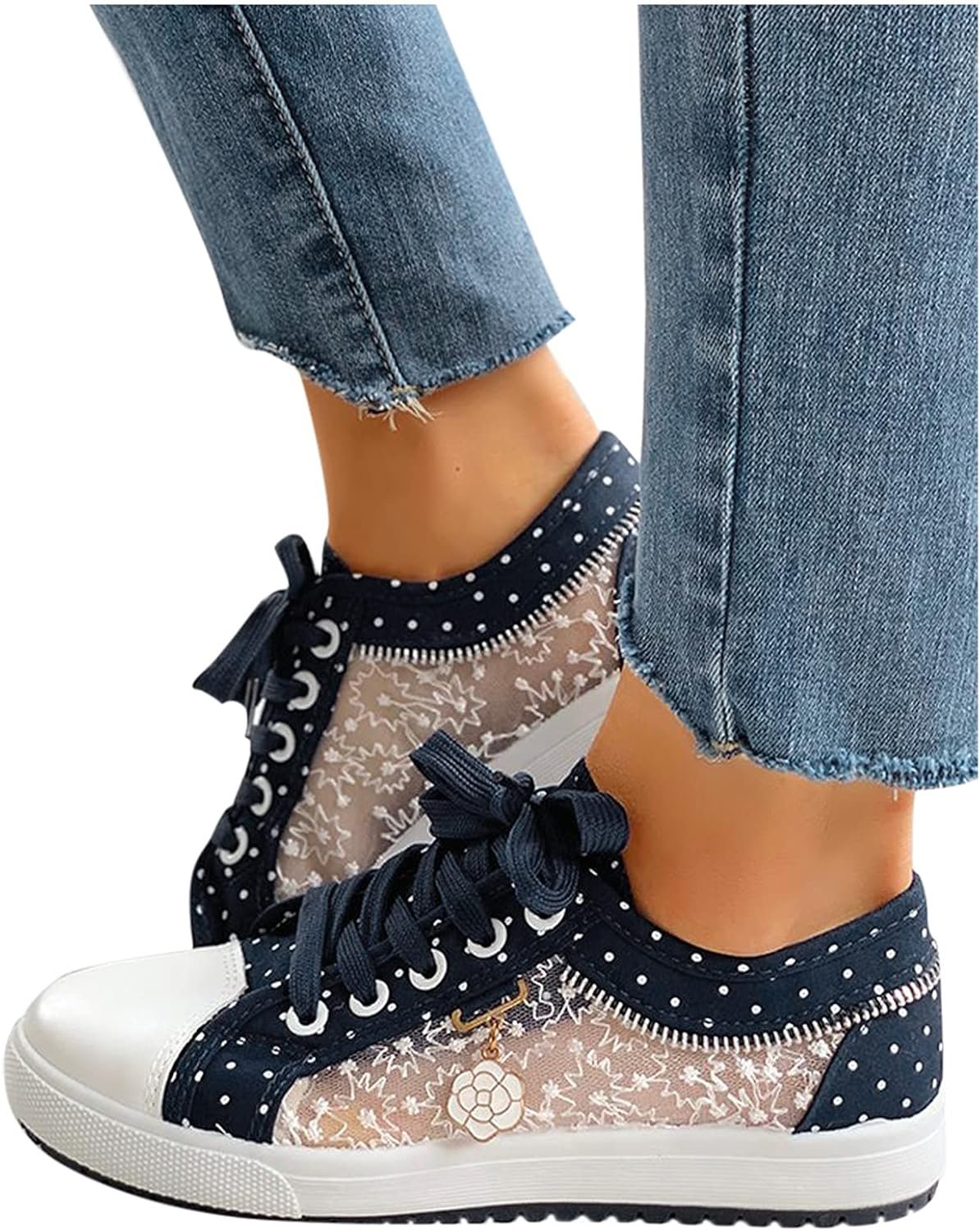 Women's High Top Sneakers Tennis Lace Mesh Breathable Casual ...