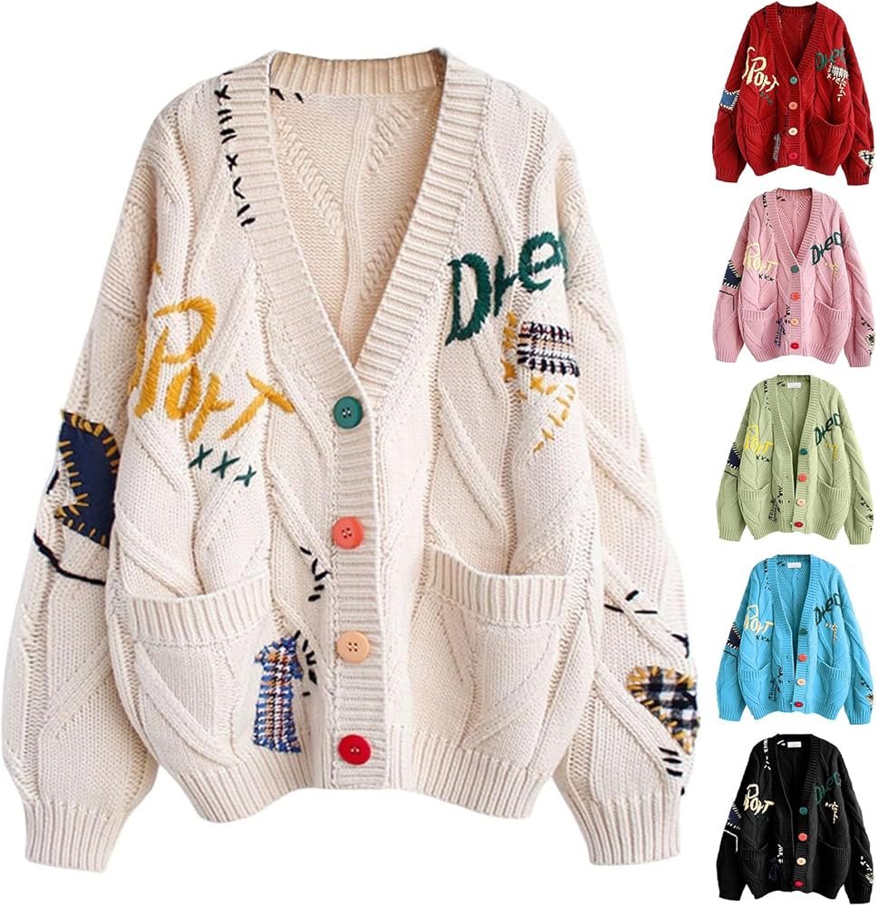 Women's Knitted Cardigan Autumn Winter Knitted Cardigan Sweater ...