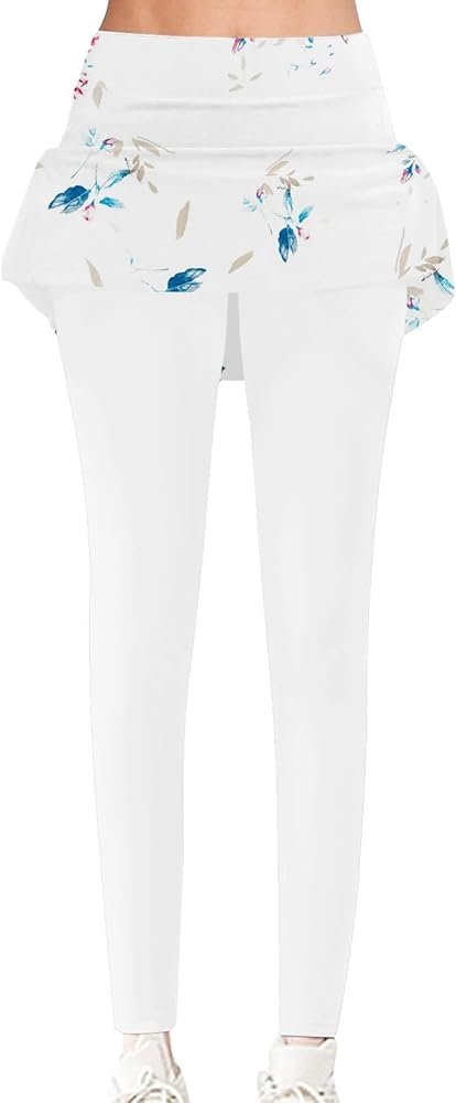 Women's Leggings with A-Line Skirt Yoga Pants High Waist Full ...