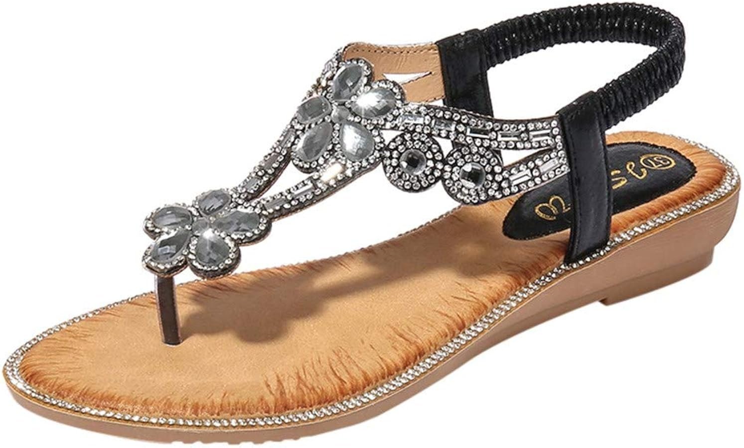 Women's Sandals Flip Flops Summer Slippers with Rhinestone Flat ...