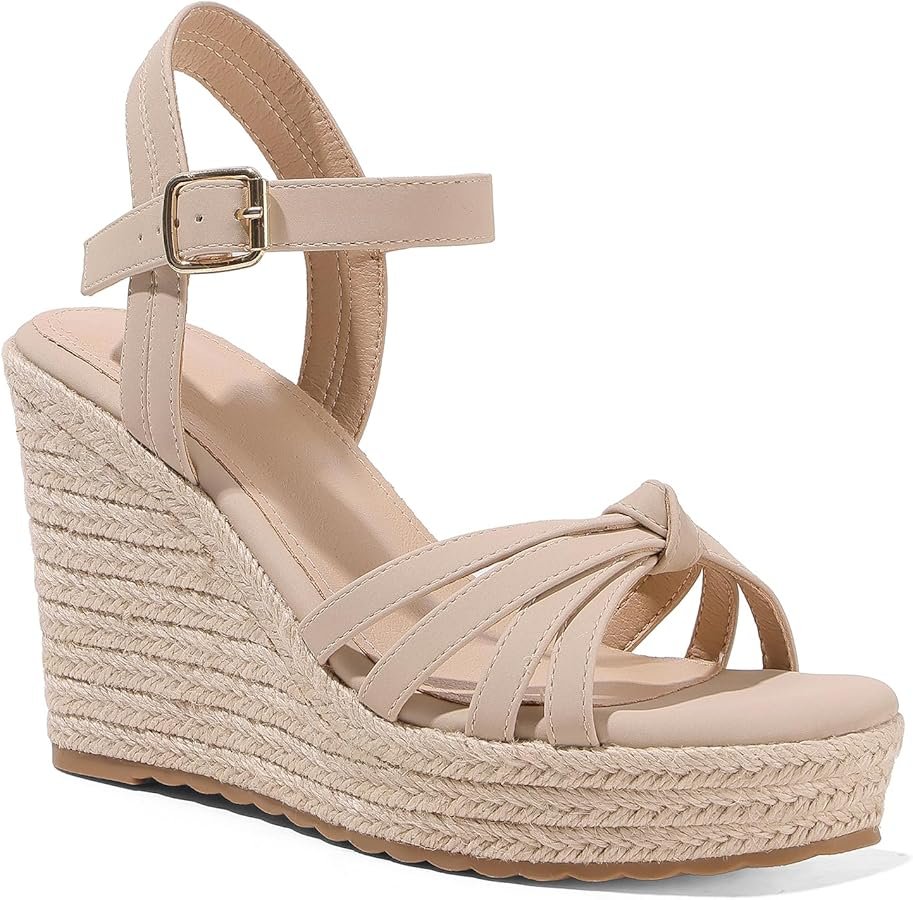 Women's Sandals Wedge Heels Braided Ankle Strap Comfortable ...