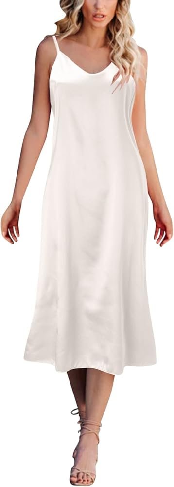 Women's Satin Nightgown Silk Kimono Bathrobe Long Bottom Dress ...