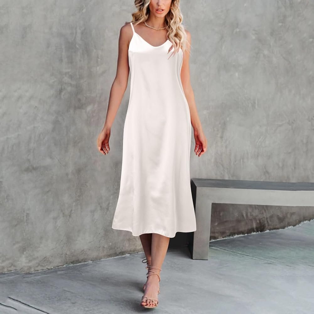 Women's Satin Nightgown Silk Kimono Bathrobe Long Bottom Dress ...