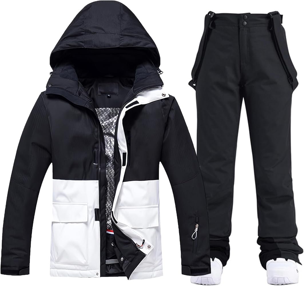 Women's Ski Suit Jacket and Pants Set for Men, Insulated Snow Suit ...