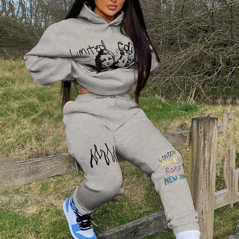 Women's Tracksuit Set Two Piece Sports Sweatshirt + Trousers ...