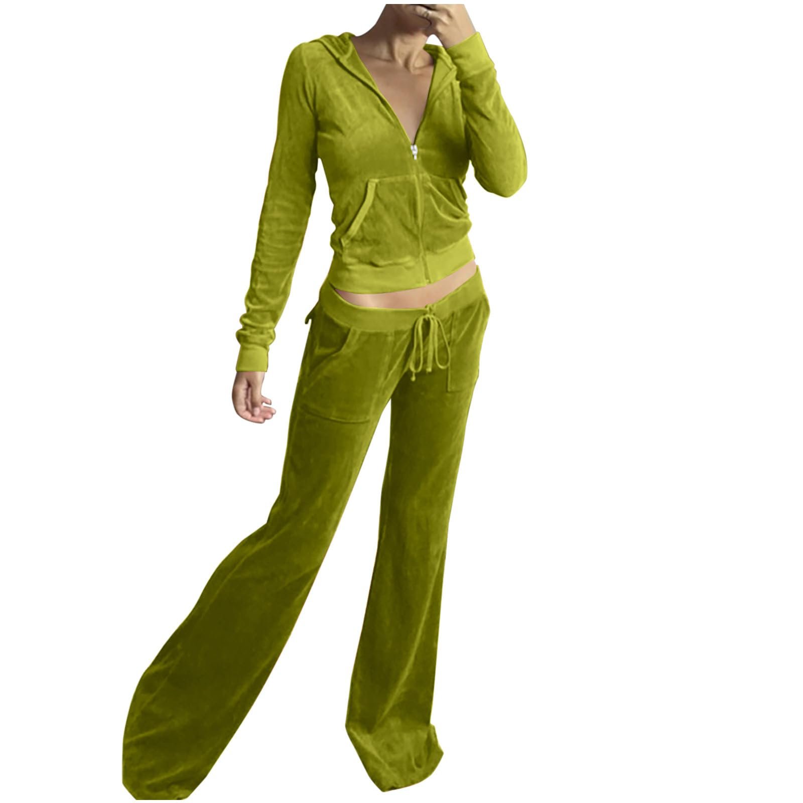 Women's Tracksuit Sets Velvet Sportswear Zip-Up Hoodie Pants 2 ...