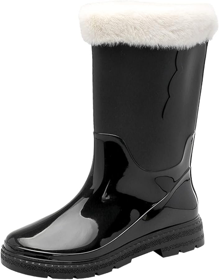 womens wellies high heel knee high heel comfortable mid calf snow ...