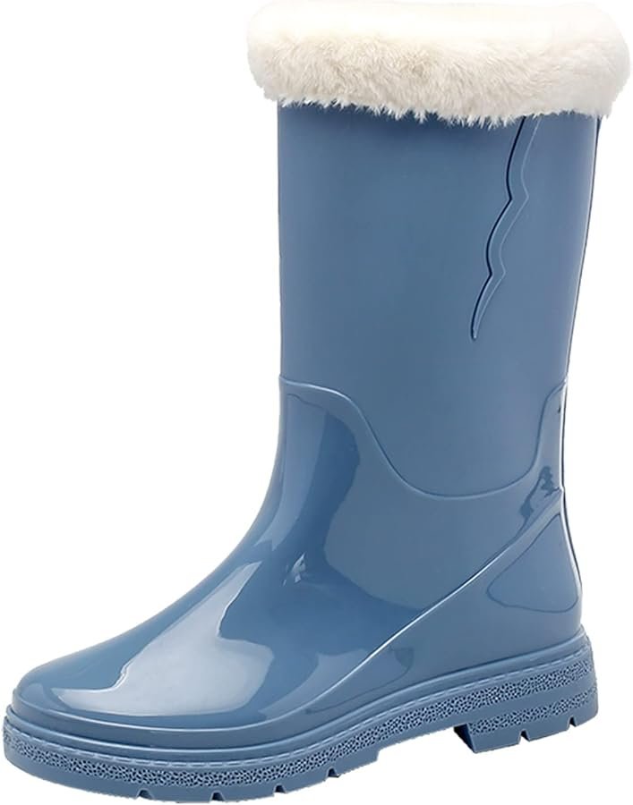 womens wellies high heel knee high heel comfortable mid calf snow ...