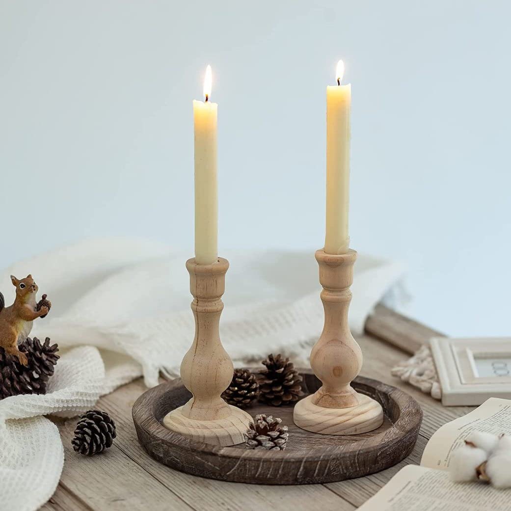Wood Candle Holders for Candlesticks Unfinished Wooden Taper ...