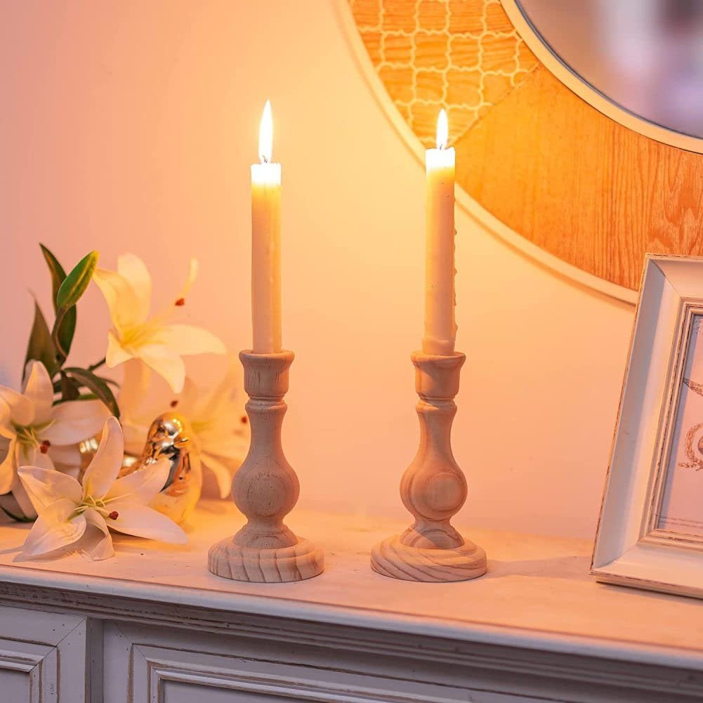Wood Candle Holders for Candlesticks Unfinished Wooden Taper ...