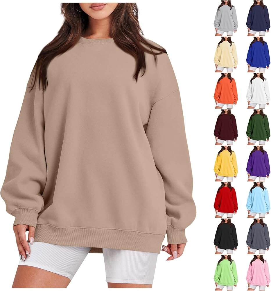 WUFANGBU Sweaters Sweatshirts Long Sleeve Two Pockets Loose ...