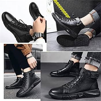 Yacriso Mens Genuine Leather Versatile Casual Ankle Boots, Black ...