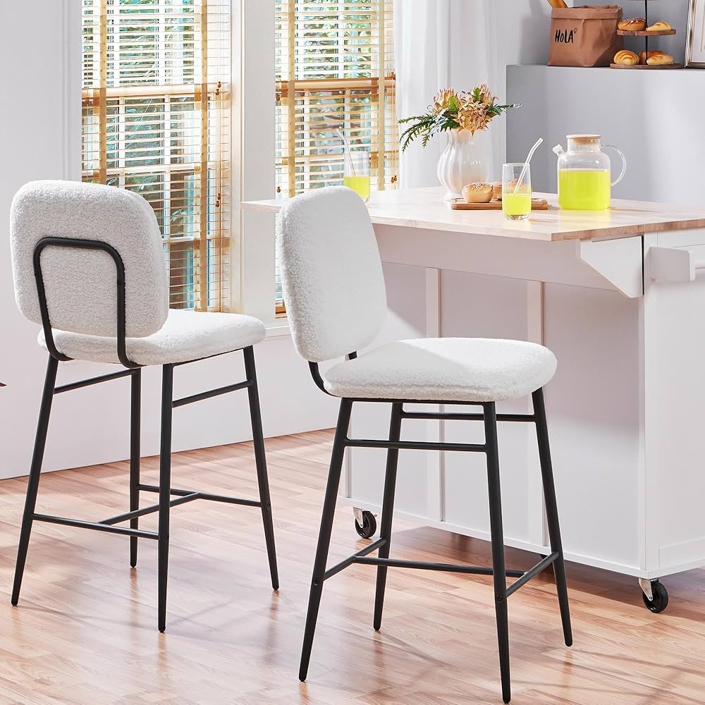 Yaheetech Set of 6 Padded Bar Stools Terry Cloth Seat Bar Chairs ...