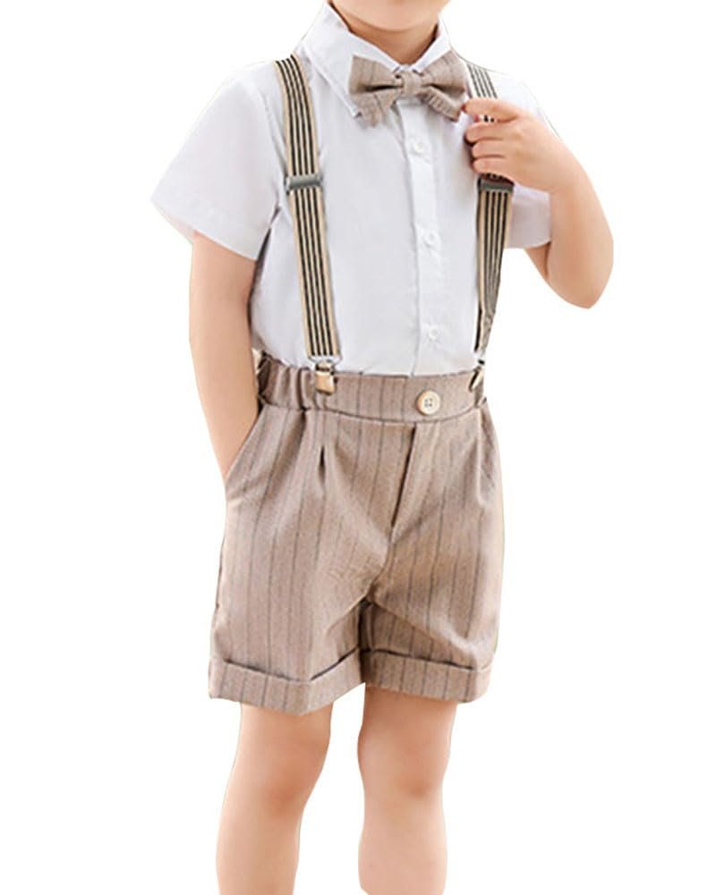 YAOTT Boys Striped Prom Suit Piano Clothes Formal Baptism Suit ...