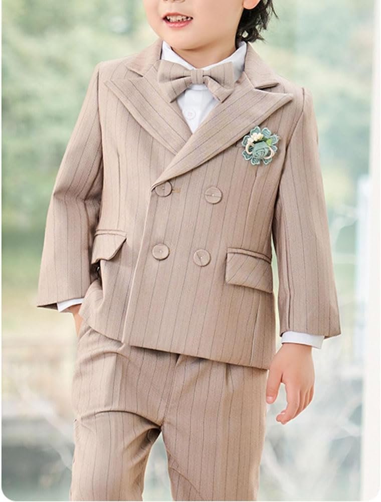 YAOTT Boys Striped Prom Suit Piano Clothes Formal Baptism Suit ...