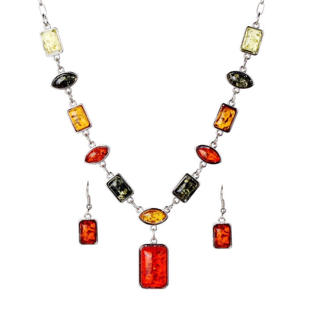 YAZILIND Bijoux Femmes Artificial Ambre Boucle d'oreille Collier ...