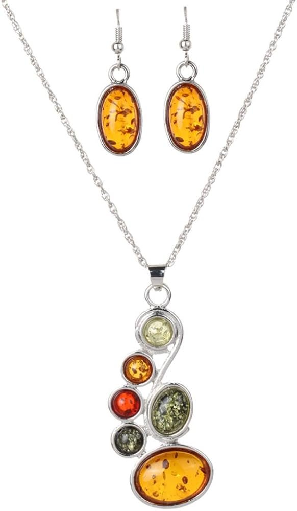 YAZILIND Bijoux Femmes Artificial Ambre Boucle d'oreille Collier ...