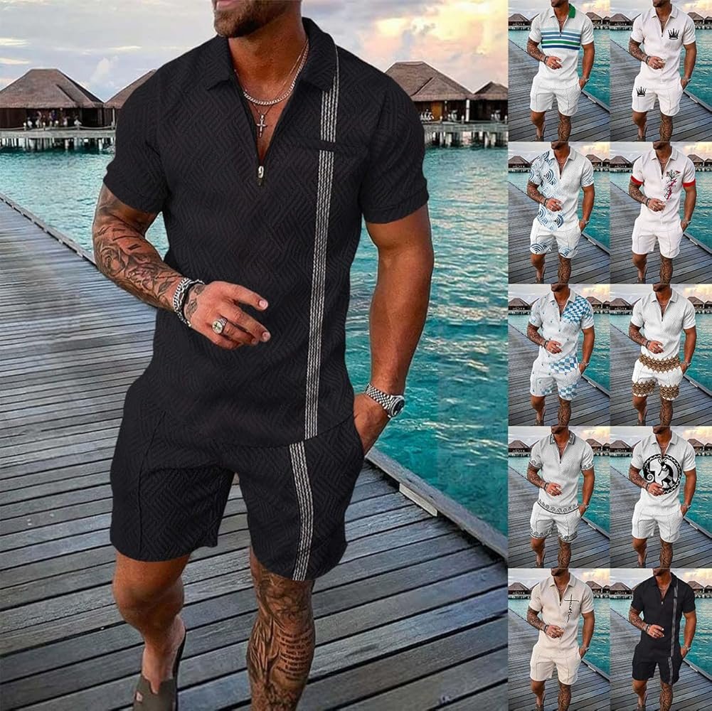 Yesgirl Men's Summer Tracksuit Shorts + Printed T-Shirt ...