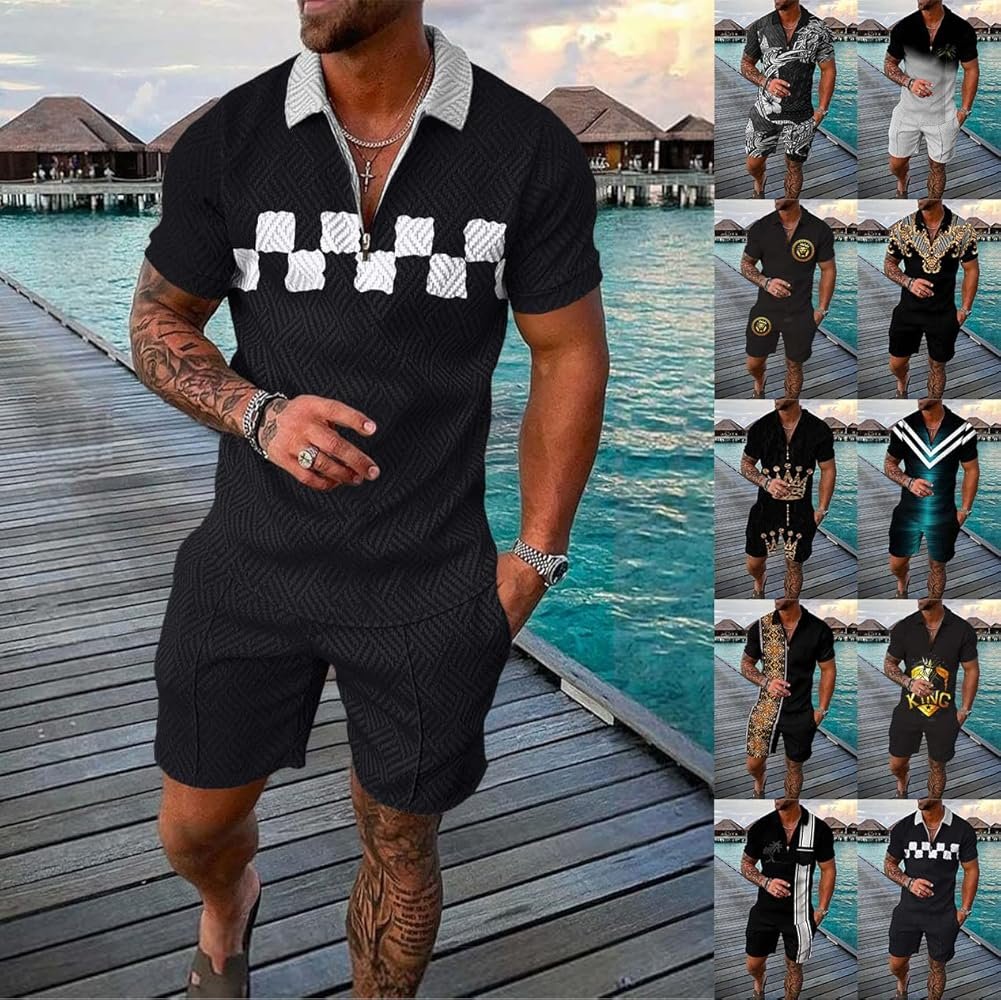 Yesgirl Men's Summer Tracksuit Shorts + Printed T-Shirt ...