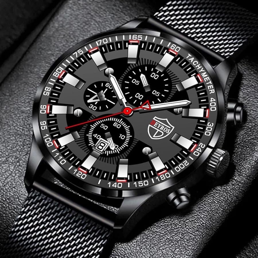 YONY Men Sports Watches Men Business Stainless Steel Mesh Belt ...