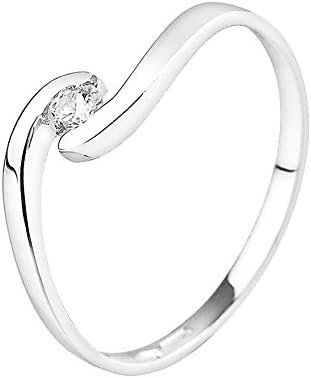 You - Bague Solitaire - Or Blanc 18 Carats (750) Diamant ...