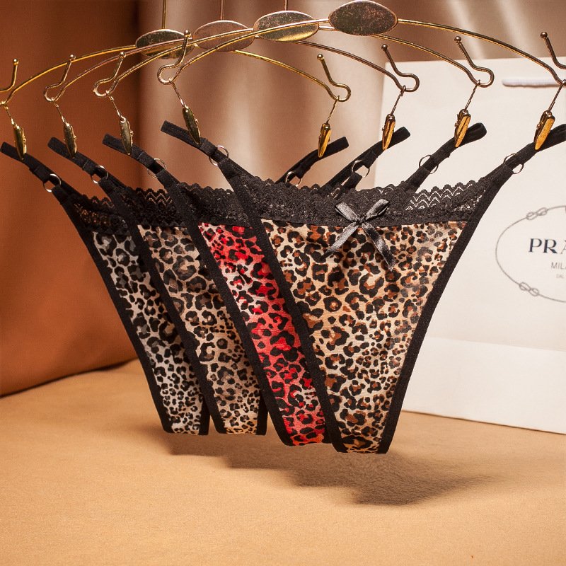 Youning women's thongs, sexy underwear, black leopard, lace, low ...