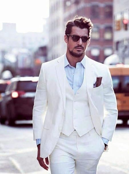 YYI White Wedding Suits for Men 3 Piece Tuxedos Groom