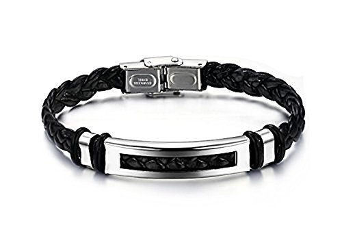 Wiz' Style Bracelet Simili Cuir et Acier avec Fermoir Boucle et ...