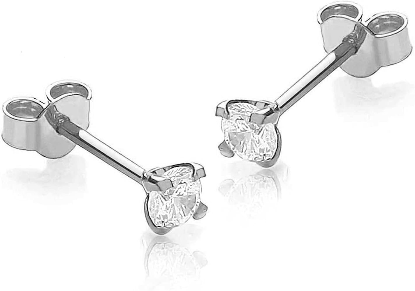 Clous et Puces Boucle d'Oreilles Femme - 9 cts (375/1000) Or Blanc ...