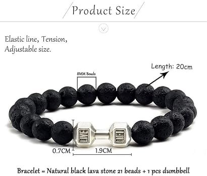 Softones Bracelets à breloques en forme d'haltère noire pour ...