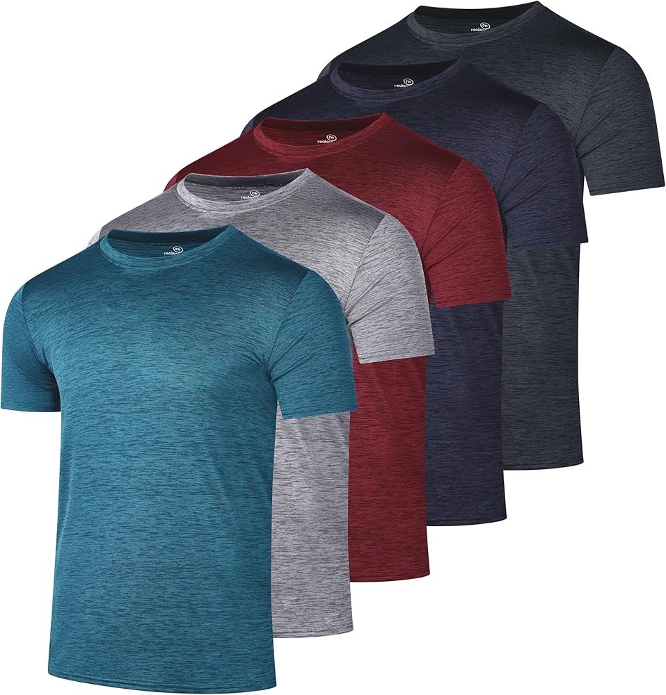 5 Pack Men's Sports T-Shirts Short Sleeve Crew Neck Breathable Material