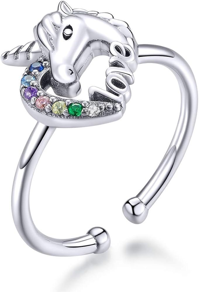 Bague licorne hexagonale | Argent sterling 925 plaque or | Bijou ...