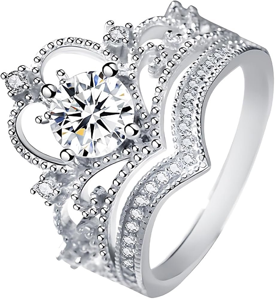 ADHYI Bagues couronne de princesse en diamant 0,5 ct for femmes ...