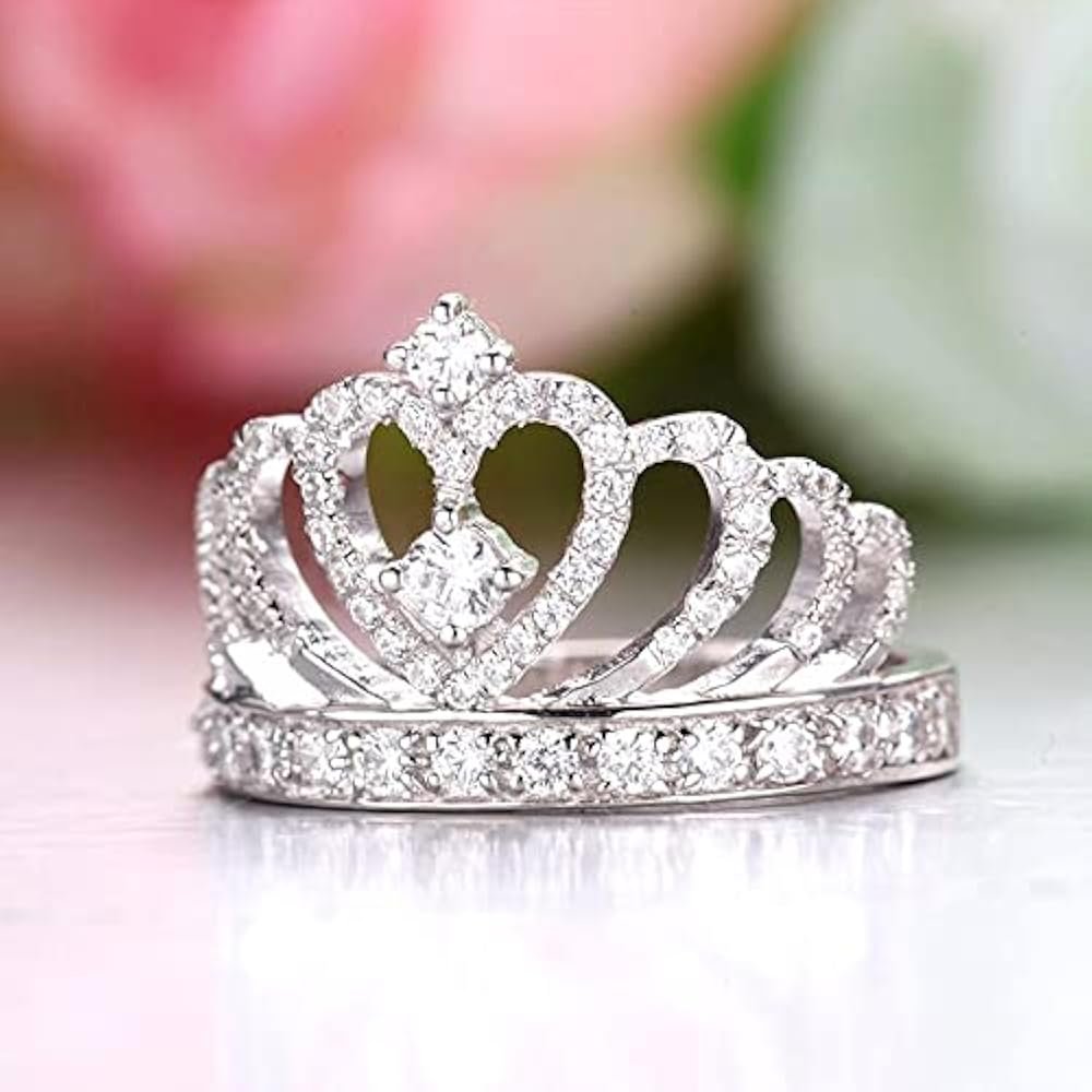 ADHYI Bagues couronne de princesse en diamant 0,5 ct for femmes ...