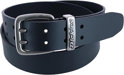 Dickies Men's Leather Two Prong Casual Belt, Small, Black, Noir , S