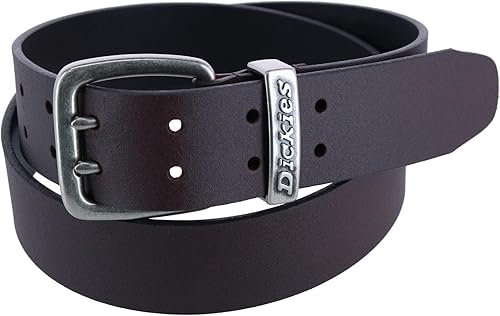 Dickies Men's Leather Two Prong Casual Belt, Small, Brown