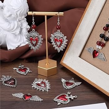 SUNNYCLUE 1 boîte 20 pièces Breloque Coeur Gothique Argent Coeur Email Breloques ...
