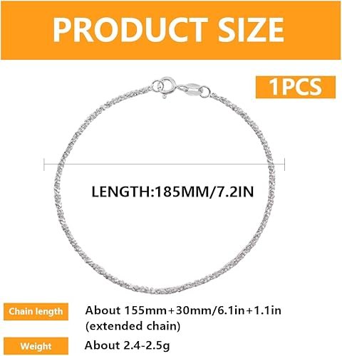 SGERUFZ Bracelet Scintillant en Argent Sterling 925, Bracelet de ...