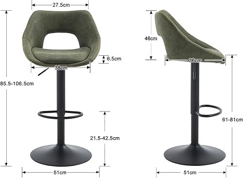 DAYALANE Lot de 2 Tabourets de Bar Reglable en Hauteur Chaise de ...