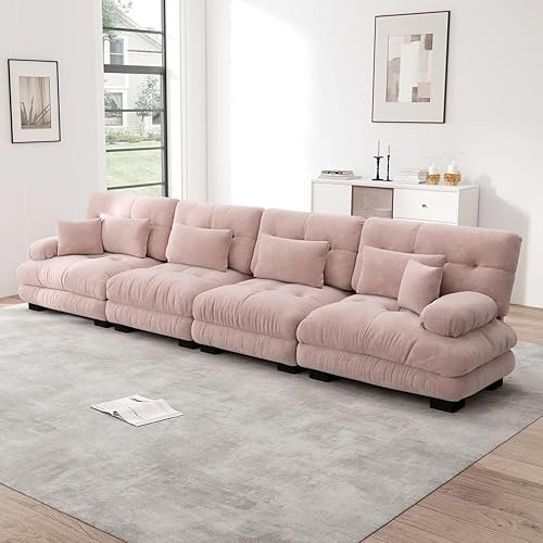 angle 4 Places reglable en Tissu Doux Chenille, Assise Profonde et ...