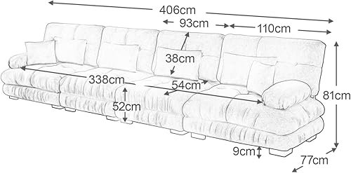 angle 4 Places reglable en Tissu Doux Chenille, Assise Profonde et ...