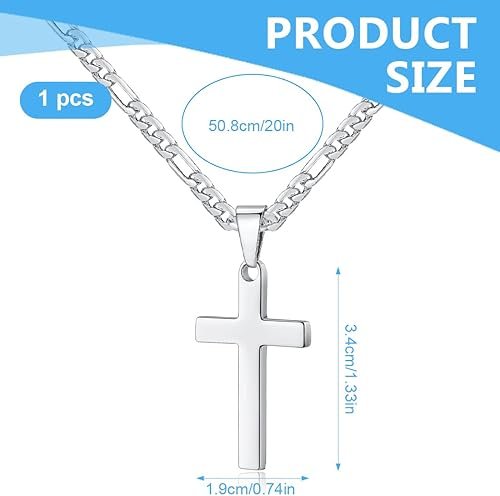 LQIOACU Chaîne croisee pour homme en acier inoxydable argente