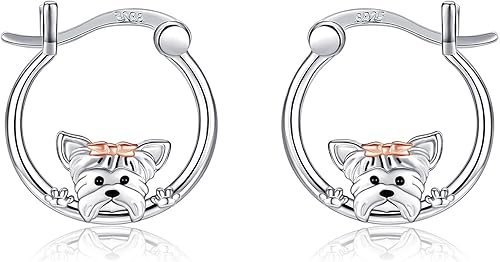 Boucles D'oreilles Yorkie En Argent Sterling Boucles D ...