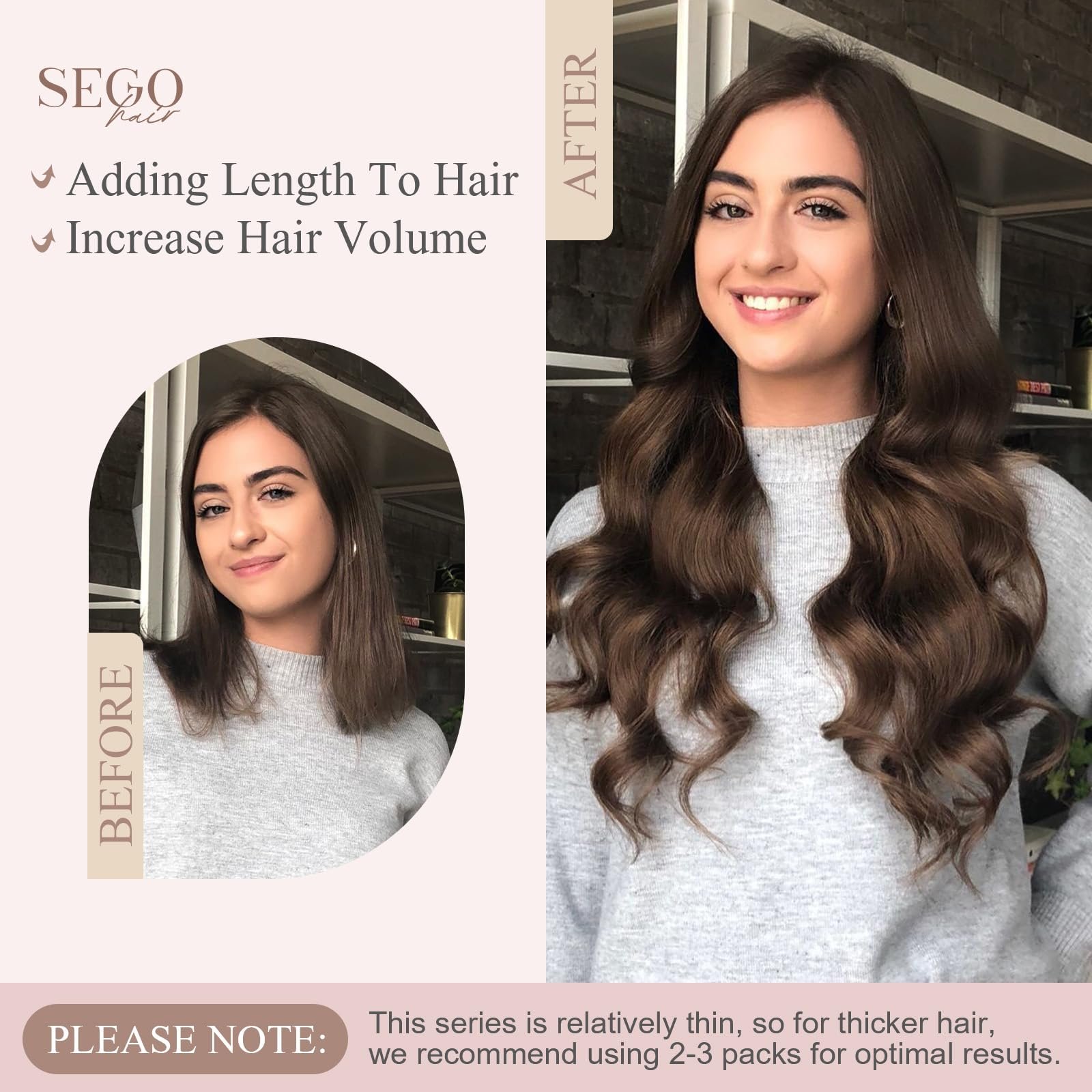 SEGOHAIR 8PCS Extension Cheveux Naturel Clip, 8 pouces ...