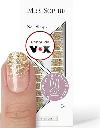 Miss Sophie Nail Wrap - "Golden Dust", Paillete, Transparent, Or, Nail ...